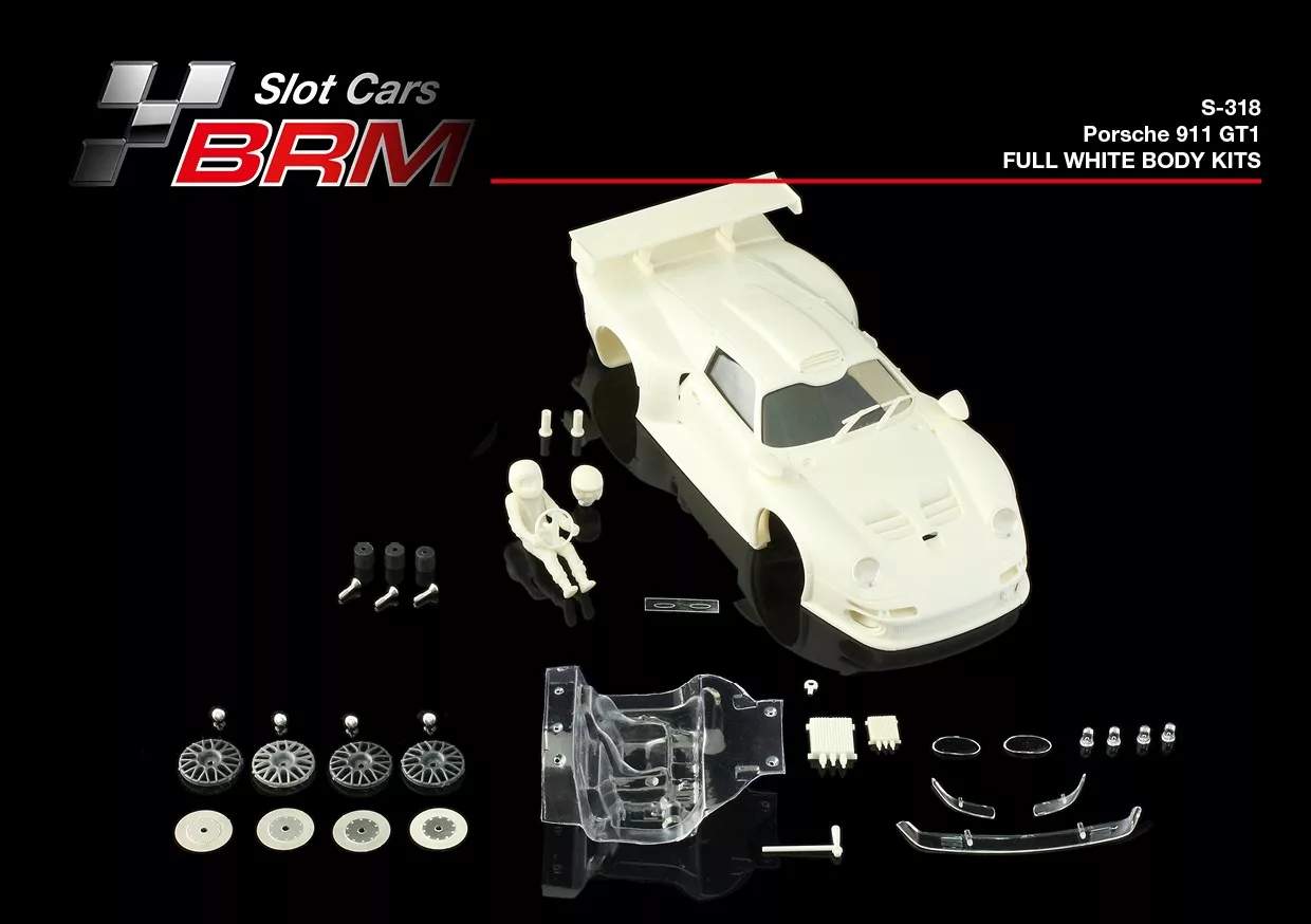 BRM047-K2 Porsche 911 GT1-96 White Kit 1:24th scale with all new metal chassis.